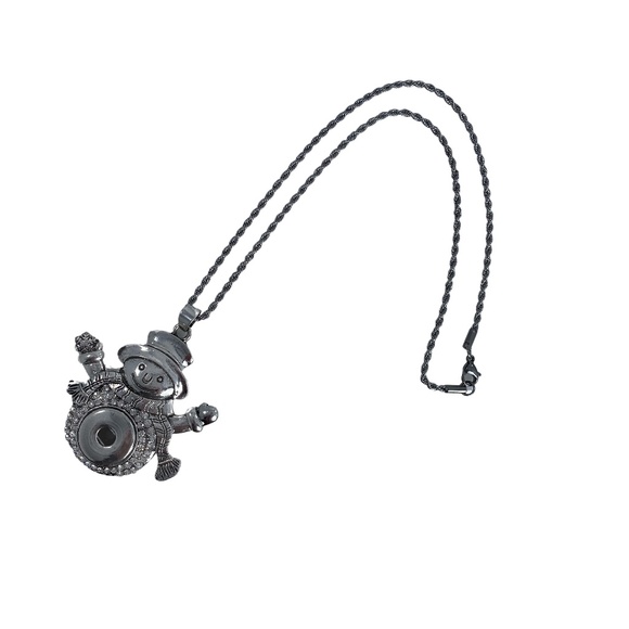 Snap Charm Christmas Set Snowman Large Pendant w/Chain & Snaps Included - Picture 2 of 2